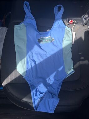 Quiksilver Light Blue One-Piece Swimsuit with Mint Side Panels